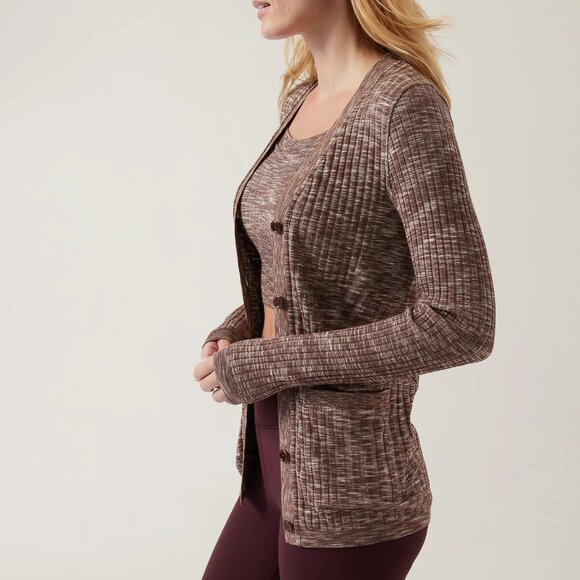 Athleta Revolve Cardigan size XXS Borealis Brown Heather - Picture 3 of 4